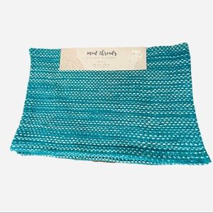 Mod Threads Set Of 4 Rectangular Crochet Placemats 2 Tone Turquoise & White NEW